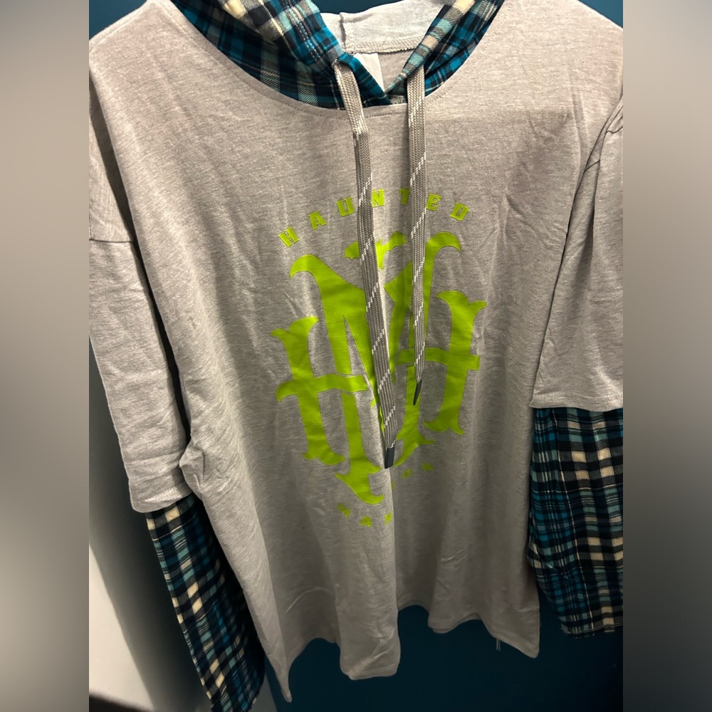 Disney Parks The Haunted Mansion Layered Look Pullover Hoodie for Adults Large